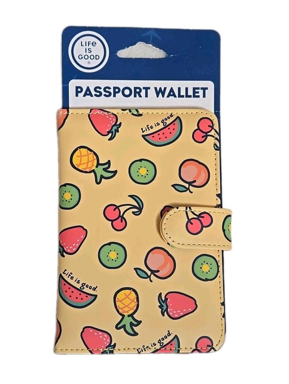 Life is Good Passport Wallet Amalfi Vibes Card Slots Magnetic Snap Closure New